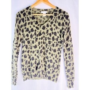 Rachel Zoe Leopard Print Sweater, Long Sleeve V-Neck, Animal Print Medium